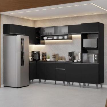 Imagem de Armário de Cozinha Completa de Canto 465 cm Preto Nice Madesa 04, Pret