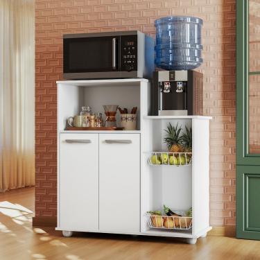 Imagem de Armário Multiuso Fruteira Sollys 2 Portas MDF 91CM Branco para Cozinha com Nicho Microondas