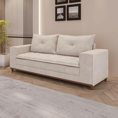 Imagem de Sofá Fixo 5 Lugares Dunas 2,20m Veludo Creme