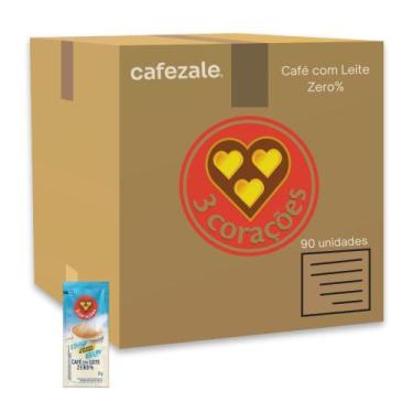 Imagem de Café com Leite Solúvel Zero Três Corações Kit 90 Sachês 20g - 3 Coraçõ