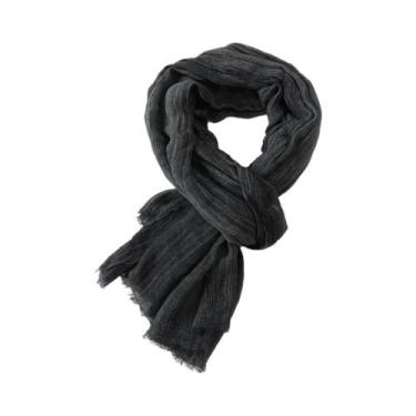 Imagem de Cachecol Masculino De Algodão E Linho Listrado, Quente Para Outono E I