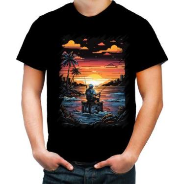 Imagem de Camiseta Colorida Pesca Esportiva Pôr do Sol Peixes 9 - Kasubeck Store