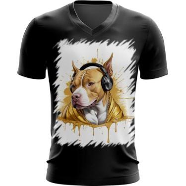Imagem de Camiseta Gola V Pitbull com Headphones 1, Baby Look GG
