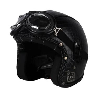 Imagem de Capacete Retrô Vintage De Couro PU Para Motocicleta Aberto 3/4 Estilo 