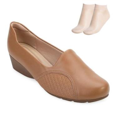 Imagem de Sapato Anabela Modare e Meia MD23-70142, Caramelo, 37