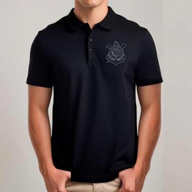 Imagem de Camisa Polo Preta Corinthians 2024 Uniforme Away Blackout-Masculino