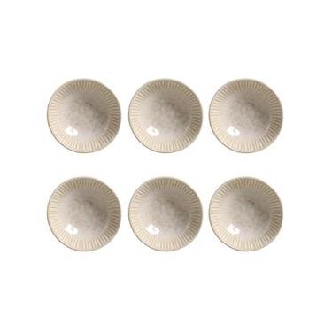 Imagem de Conjunto de Cumbucas Porto Brasil Cerâmica Linhas Latte Bege 6 peças – 370 ml