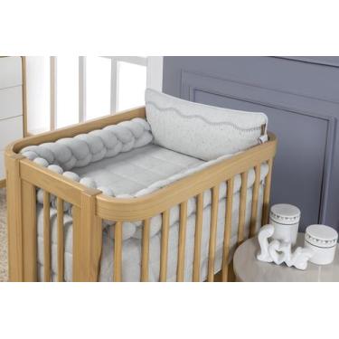 Imagem de Kit Mini Berço Linho Jeans 6 Pçs Menino Bebê Batistela Baby, Cinza