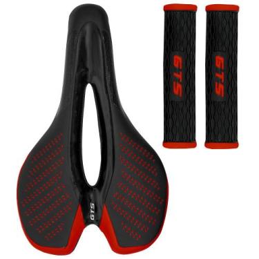 Imagem de Selim GTS MTB com luz de led e Manopla de brinde, Preto, Vermelho