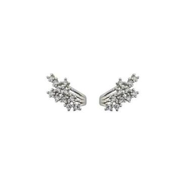 Imagem de Brinco mini ear cuff com pontos de luz banhado a ródio branco - zircôn