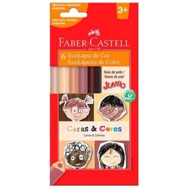 Imagem de Lápis de cor 6 cores jumbo Caras e Cores triangular 125006CC - Faber-C