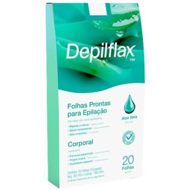 Imagem de Folhas Prontas Depilação Corporal Aloe Vera Depilflax Cera Fria Perna 