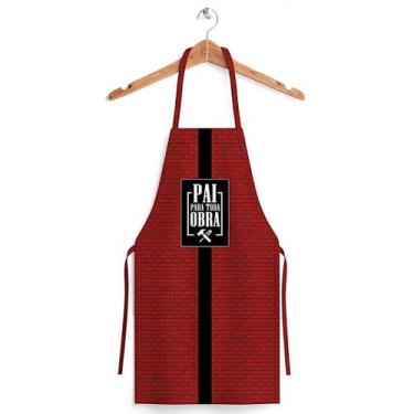 Imagem de Avental de Churrasco Cozinha Vermelho Pai Pra Toda Obra Presente Dia D