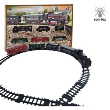 Imagem de Trem Infantil com Luz e Vagões Incentiva Coordenação Motora e Imaginação 5 Vagões Trilhos Fáceis Montar