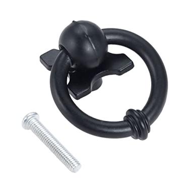 Imagem de Botão de anel preto único buraco redondo metal punho decoração puxar com parafuso 33.40mm cozinha banheiro armário armário cômoda porta da porta YYDFPIIA