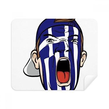 Imagem de Bandeira da Grécia Maquiagem Head Screang Cap Pano de limpeza Limpador de tela 2 peças Tecido de camurça
