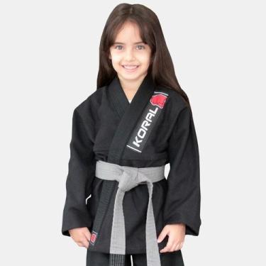 Imagem de Kimono Jiu Jitsu Koral Infantil Trançado Preto-M1