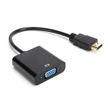 Imagem de Cabo adaptador HD para VGA, interface multimídia HD portátil para cabo conversor VGA com de 3,5 mm para Chromebook para para para projetores (preto)
