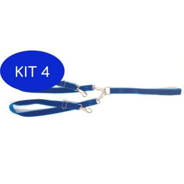 Imagem de Kit 4 Guia dupla para cachorros azul tamanho único