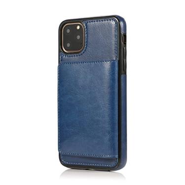 Imagem de Carteira de couro para iPhone 5 5S 6 6S 7 8 Plus 11 Pro Max 12 Mini 12 Pro Max SE 2022 X XR XS Max com capa de bolso para cartão, azul, para iPhone 11