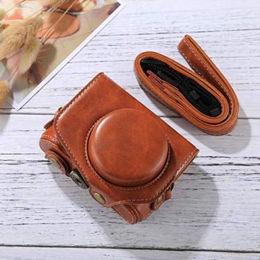 Imagem de HONGYAN capa da câmera Câmera completa da câmera do pulso Capa de couro da câmera com alça para o Canon Powershot G7 X Mark II acessórios para câmera