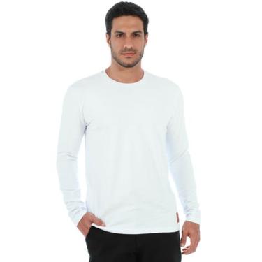 Imagem de Camiseta Masculina Slim Com Elastano Manga Longa Branca - Anistia