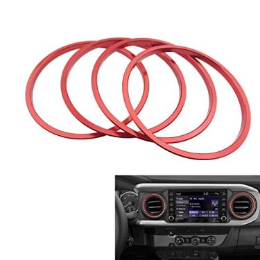 Imagem de Lanyun Compatível com Toyota Tacoma A/C Anel de ventilação externo Acabamento Capas de decoração para tacoma 2016-2021 Acessórios de saída de ar TRD vermelho