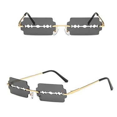 Imagem de Modelo de lâmina de barbear fashion óculos de sol feminino masculino tendência fitness designer de rosto armação de metal lente colorida óculos de sol, 1, tamanho único