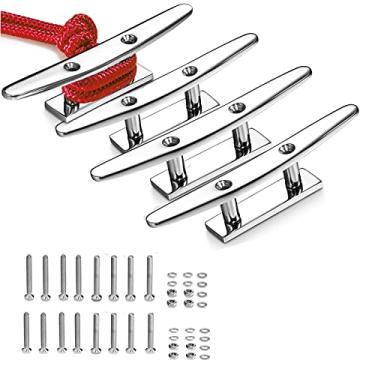 Imagem de GANGUOLA Suporte para barco base aberta de 10 cm pacote com 4, suporte para doca de aço inoxidável 316 resistente, laço para cortina, gancho, inclui acessórios de instalação 316 parafusos