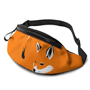 Imagem de Dujiea Poche, bolsa de cintura de raposa laranja com orifício de fone de ouvido bolsa de cinto ajustável bolso estiloso, bolsa de quadril para mulheres homens crianças ao ar livre casual viagem caminhada ciclismo, Preto/branco, One Size