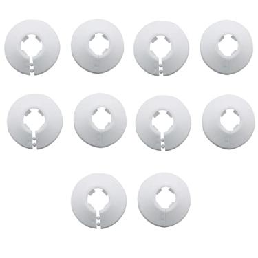 Imagem de YHXiXi Coleiras de tubulação 10 peças flange de parede fácil instalação plástico escudo radiador placa de encaixe acessórios de torneira de cozinha cobertura de tubo de água branca