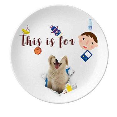 Imagem de Animal Paper Breaks Shock Puppies Prato de porcelana para jantar redondo menino homem