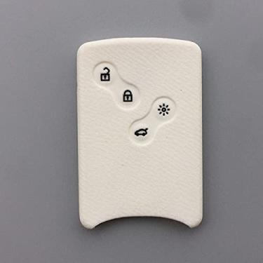 Imagem de YJADHU Capa de borracha de silicone para chave de carro Shell 4 botões, apto para cartão cênico Renault Clio Logan Megane 2 3 Koleos, branco