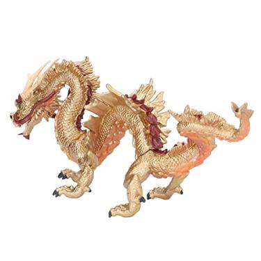 Imagem de VGEBY China Dragon Model, Kids Crafts China Dragon Figure Model Auspicious Mythical Statue Home Decoration 3 Years Old+(Golden Dragon)