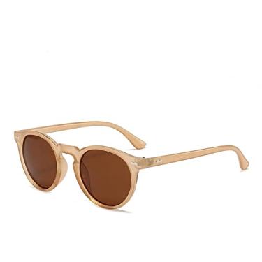 Imagem de Óculos de Sol Feminino Masculino Vintage Lente Redonda Armação PC Designer Óculos de Sol Óculos de Sol UV400,T02947 C02,Tamanho único