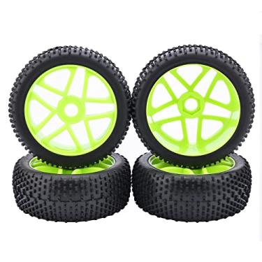 Imagem de Green RC 1:8 Off-Road Rubber Tyre Tires & Plastic Wheel Rim 4pcs for HSP Kyosho Redcat Tamiya Buggy