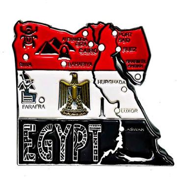 Imagem de Imã Egito – Imã Mapa Egito Bandeira Cidades Símbolos - Mapa Mundi Magnético - Imã Geladeira Egito