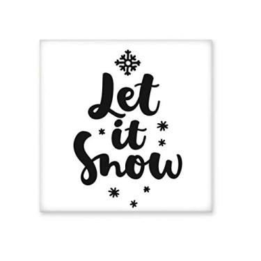 Imagem de Pedra de parede com citação Let It Snow feita à mão, azulejo de cerâmica brilhante para banheiro e cozinha