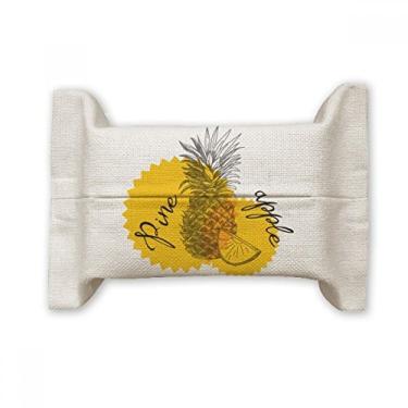 Imagem de Bolsa de linho de algodão com desenho de abacaxi amarelo