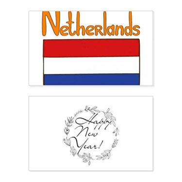 Imagem de Cartão de felicitações com a bandeira nacional dos Países Baixos com mensagem de abençoada presente