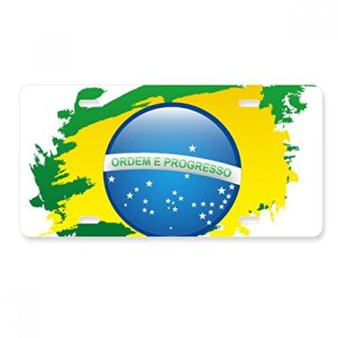 Imagem de DIYthinker Bandeira do Brasil, Elemento Cultural, Placa de Licença, Decoração de Aço Inoxidável Automóvel
