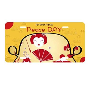 Imagem de DIYthinker Placa de carro vermelha amarela branca Cup sushi Japão placa de carro decoração Dia da Paz