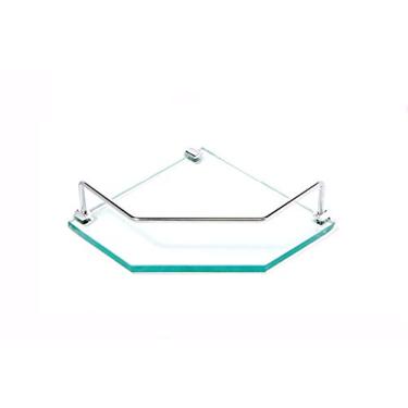 Imagem de Porta Shampoo de Canto Reto em Vidro Incolor Lapidado - Aquabox - 20cmx20cmx10mm