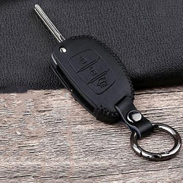 Imagem de Capa de chave do carro de couro, capa da chave, adequado para Hyundai Tucson Creta IX35 i20 i30 Elantra Verna Santa 2016 2017 2018 2019