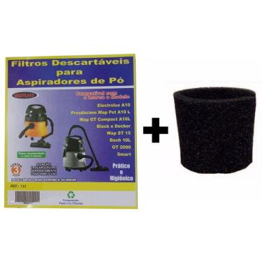 Imagem de Kit Com 3 Sacos Descartáveis Aspirador De Pó Electrolux A10 Smart Mod. A10s + Filtro Motor