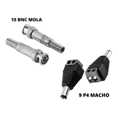 Imagem de Kit Com 15 Conectores Bnc Mola + 9 P4 Macho - Intelbras