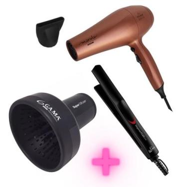 Imagem de Kit Secador De Cabelo Marula + Chapinha Eleganza Plus + Super Difusor