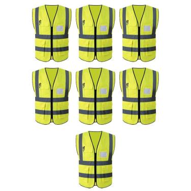Imagem de Colete Refletivo Faixa Sinalizador Kit 7 Unidades EPI Segurança Trabalho Obra Blusao Fluorescente Fiscalizaçao