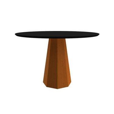 Imagem de mesa de jantar redonda com tampo de vidro isis preta e ype 135 cm