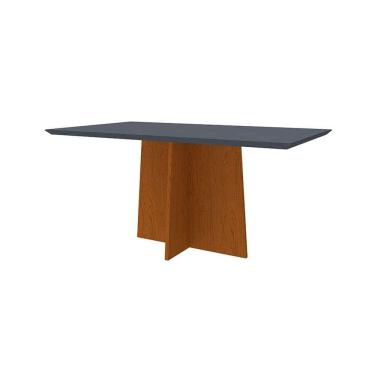 Imagem de mesa de jantar retangular com tampo de vidro ana cinza e ype 160 cm